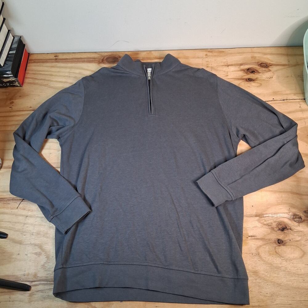 Peter Millar Mens Quarter Zip Pullover Long Sleeve Shirt Gray Performance Top